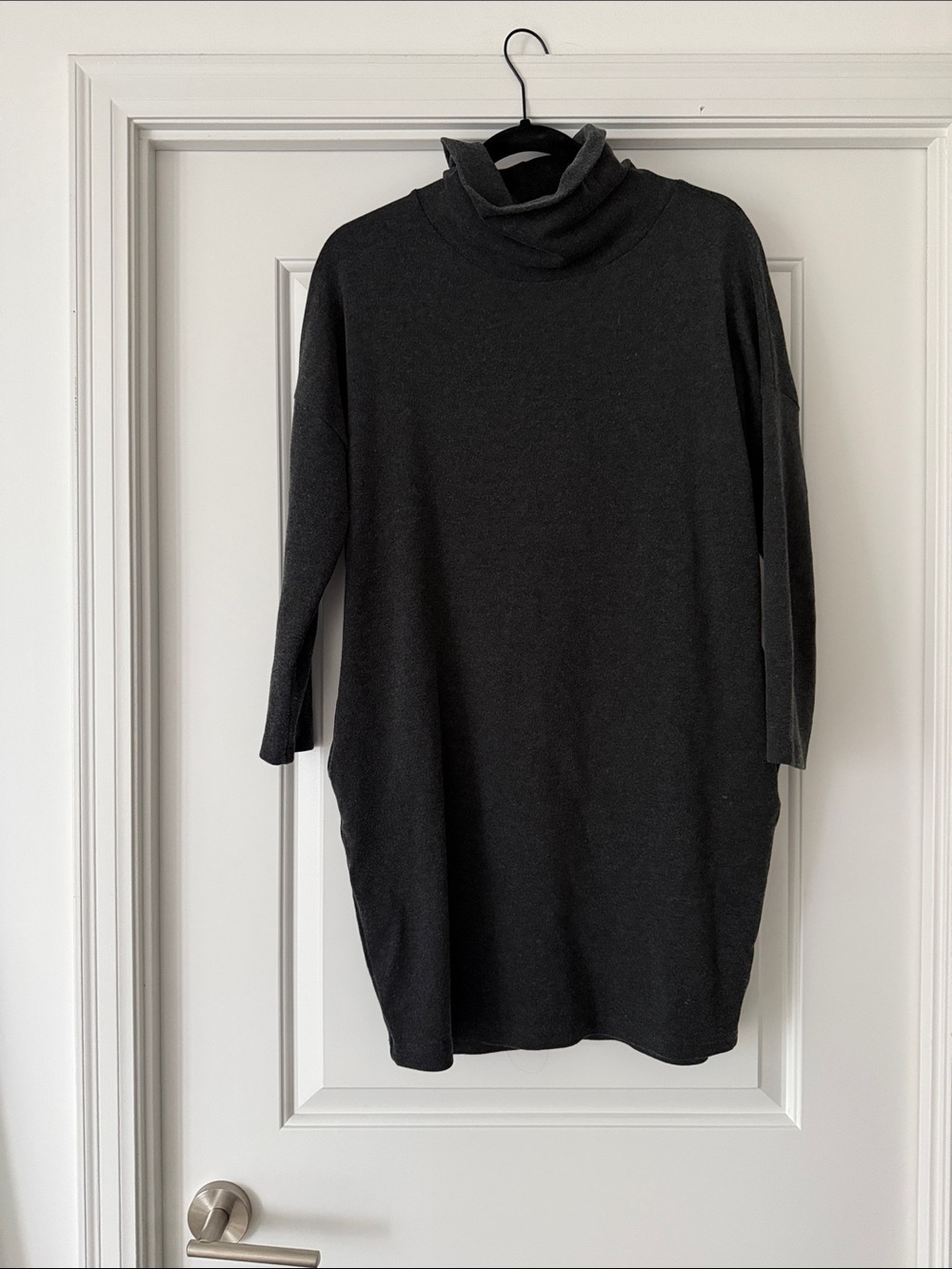 OAK + FORT Charcoal Long-Sleeve Turtleneck Dress